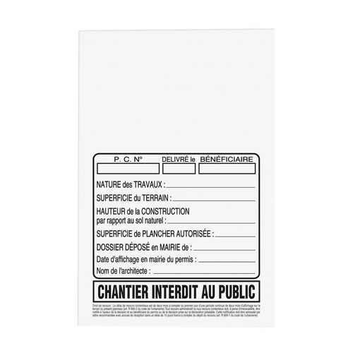 PANNEAU CHANTIER 80X120 CM 3MM - 1