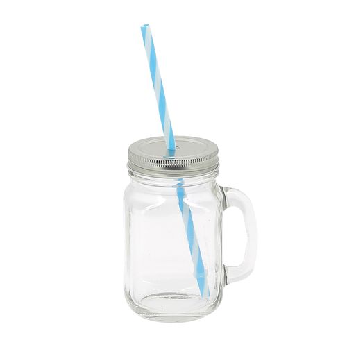 MASON JAR 40 CL AVEC PAILLE - 1