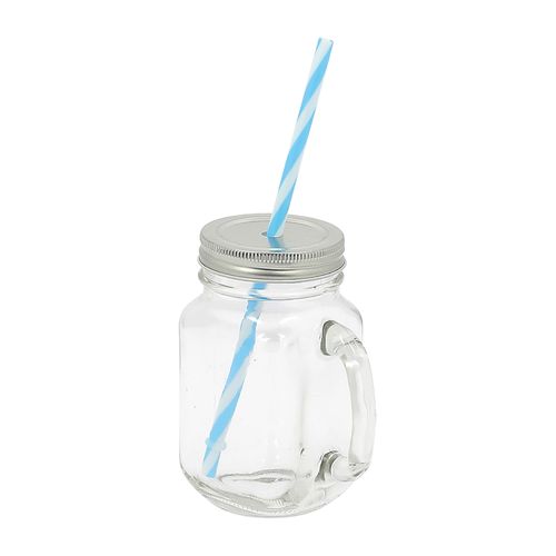 MASON JAR 40 CL + PAILLE BLEUE - 2