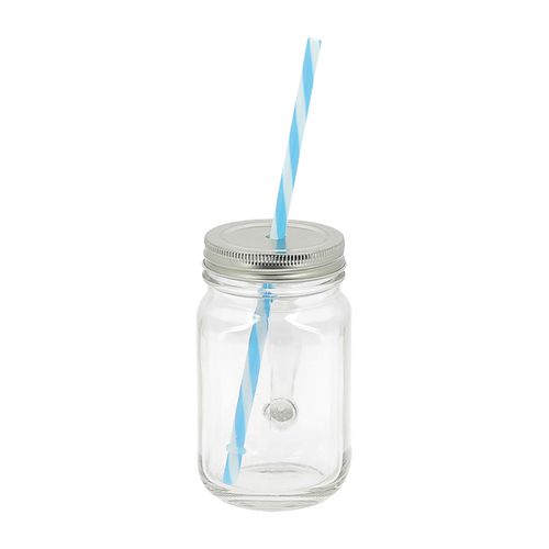 MASON JAR 40 CL + PAILLE BLEUE - 3