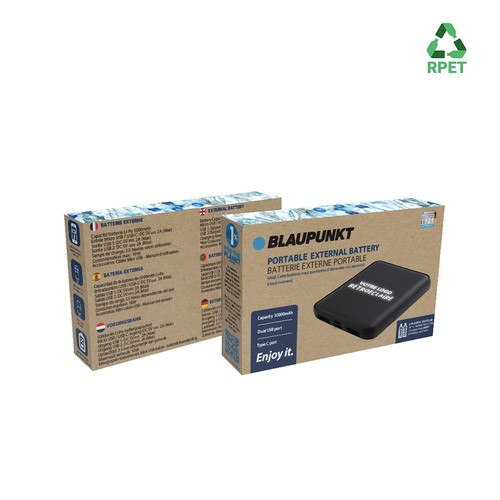 Batterie de secours RPET avec LED 5 000mAh - BLAUPUNKT thumbnail 5