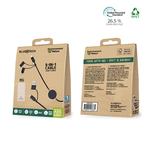 Câble recyclé 5-en-1 avec LED - BLUETECH thumbnail 5
