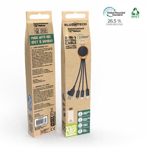 Câble porte clés recyclé 5-en-1 avec LED - BLUETECH thumbnail 5