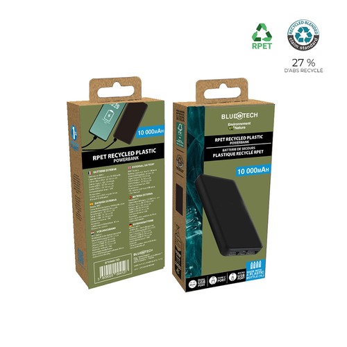 Batterie de secours RPET avec LED 10 000mAh - BLUETECH thumbnail 5
