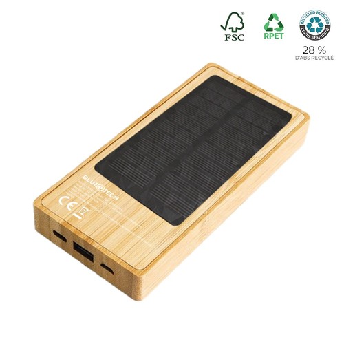 Batterie de secours solaire bambou FSC  8000mAh - BLUETECH thumbnail 4