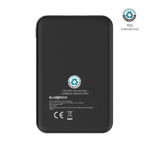 Batterie de secours ABS recyclé RCS 10 000mAh - BLUETECH thumbnail 5