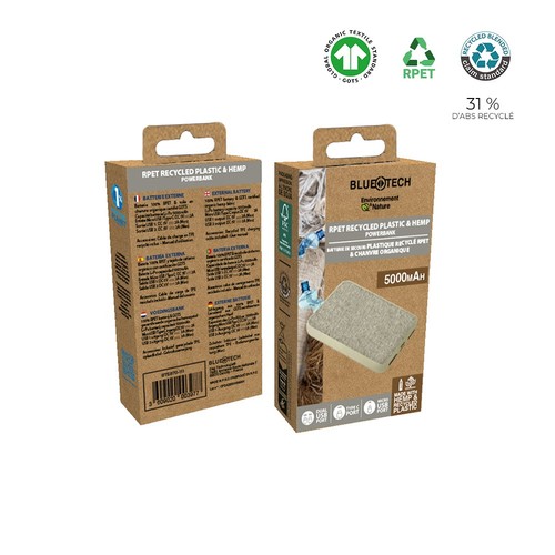 Batterie de secours RPET & chanvre organique 5 000mAh - BLUETECH thumbnail 4