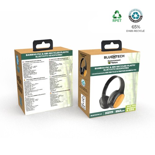 Casque Bluetooth ABS recyclé et bambou FSC - BLUETECH thumbnail 4