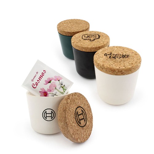 Graines pot bambou couvercle liège - 3