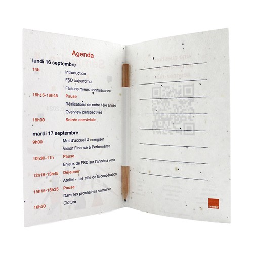 Carte voeux papier graines et crayon bois