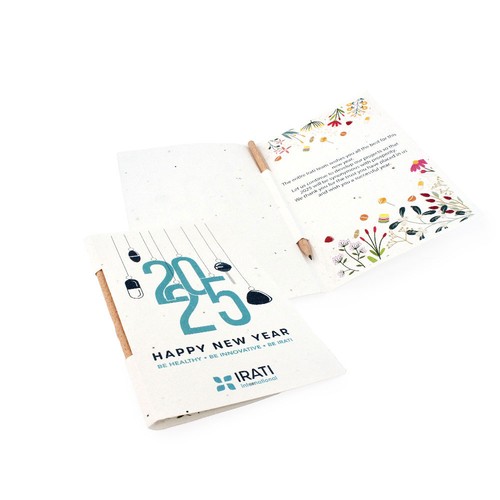 Carte voeux papier graines et crayon bois