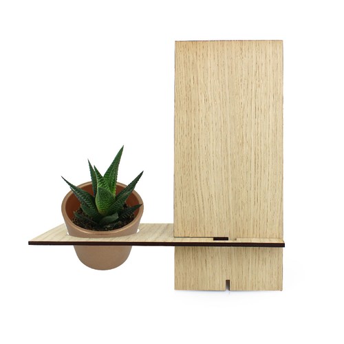 Support téléphone bois avec plante - 1