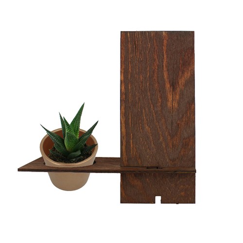 Support téléphone bois avec plante - 1