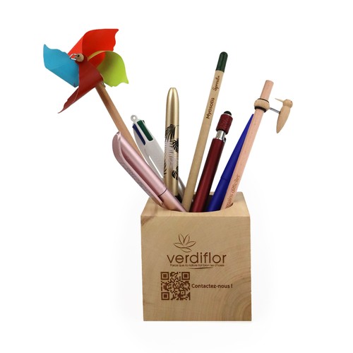 Pot à crayon cube bois - 2