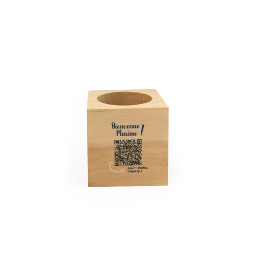 Pot à crayon cube bois - 3