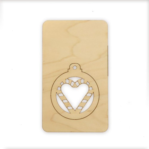 Carte bois boule de Noël détachable