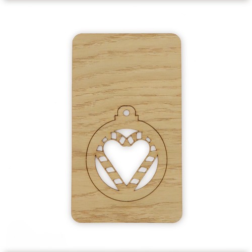 Carte bois boule de Noël détachable