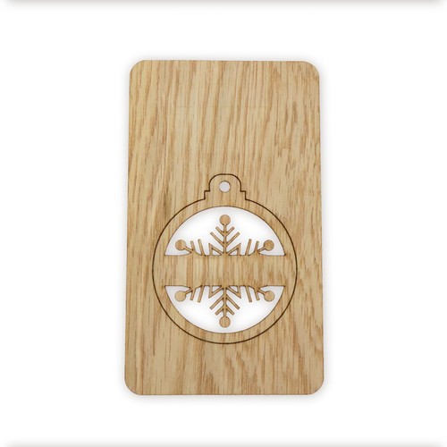 Carte bois boule de Noël détachable