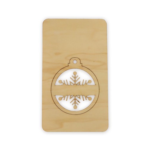 Carte bois boule de Noël détachable