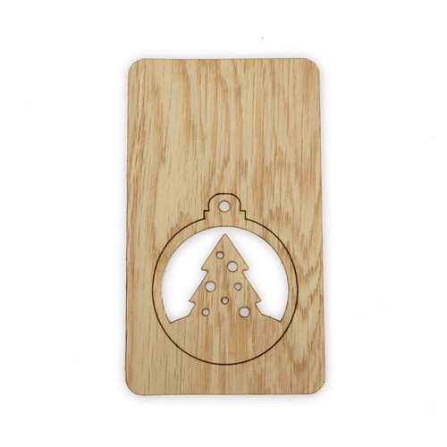 Carte bois boule de Noël détachable