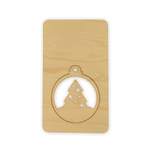 Carte bois boule de Noël détachable