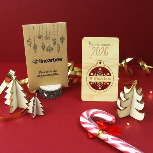 Carte bois boule de Noël détachable