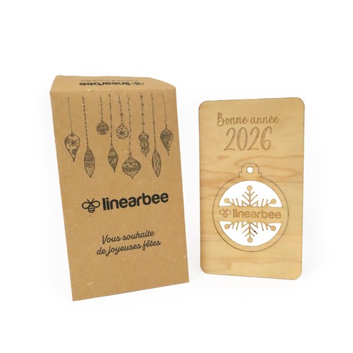 Carte bois boule de Noël détachable