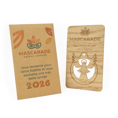 Carte bois boule de Noël détachable