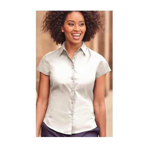 LADIES' SHORT SLEEVE FITTED STRETCH SHIRT
