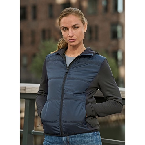 Veste bi-matière à capuche femme