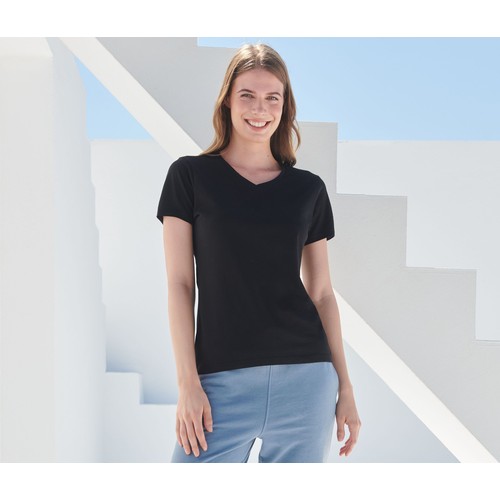 Tee-shirt stretch col V femme