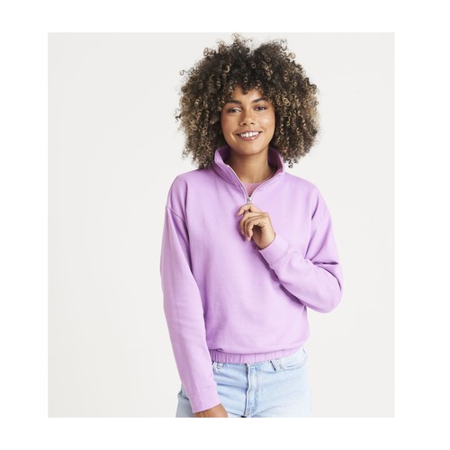 Sweat court col zippé femme