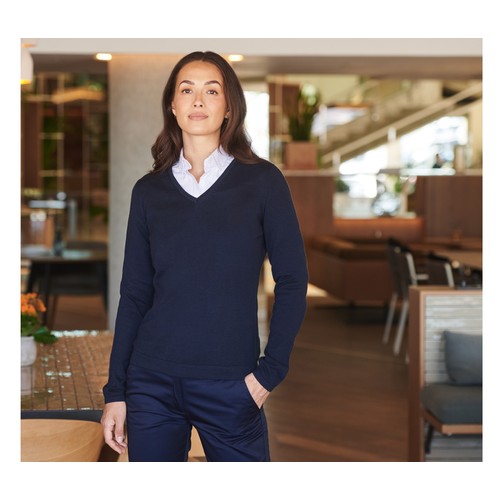 Pull col V femme
