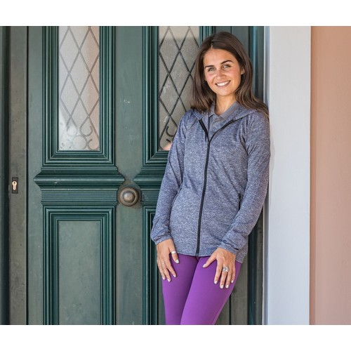 Tee-shirt de sport zippé à capuche femme