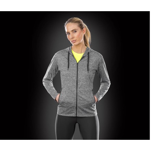 Tee-shirt de sport zippé à capuche femme