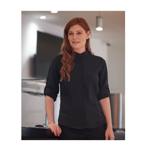 LADIES MANDARIN COLLAR SHIRT