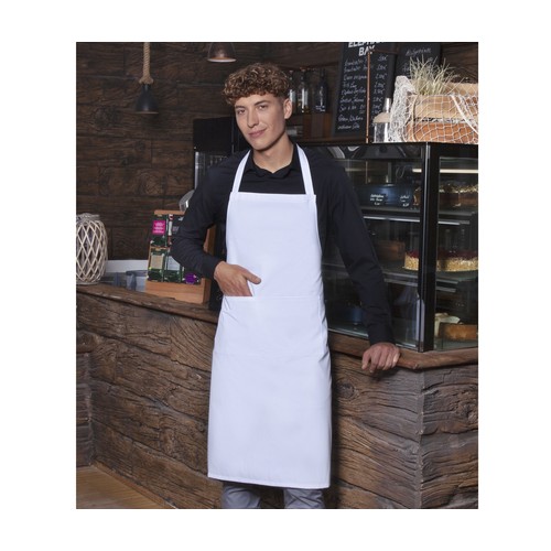 Tablier à bavette en polycoton avec poche