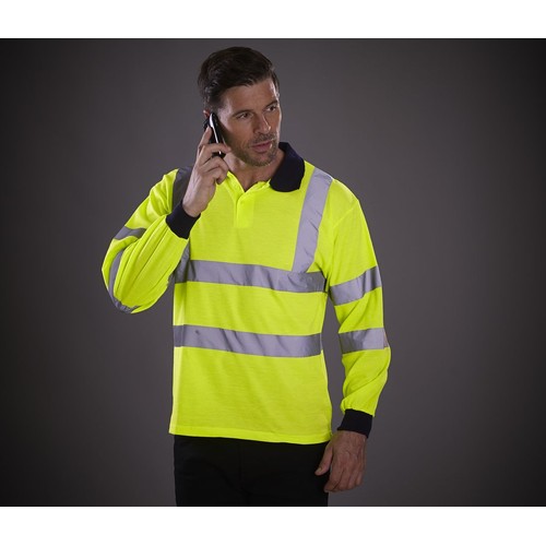Polo manches longues haute visibilité