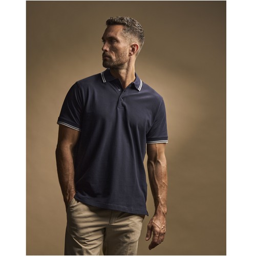 Polo homme col et manches contrastés