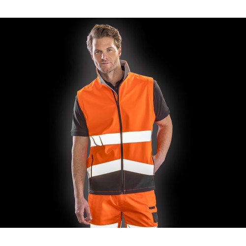 Bodywarmer Softshell de travail haute visibilité