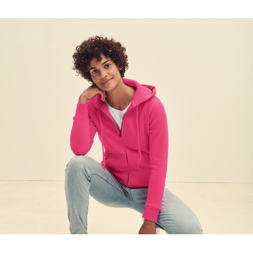 Sweat capuche grand zip femme
