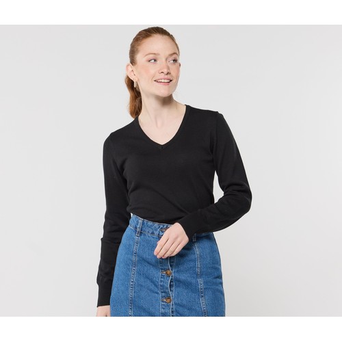 Pull col V femme