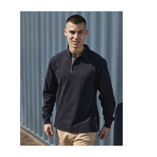 Polo coton émerisé manches longues