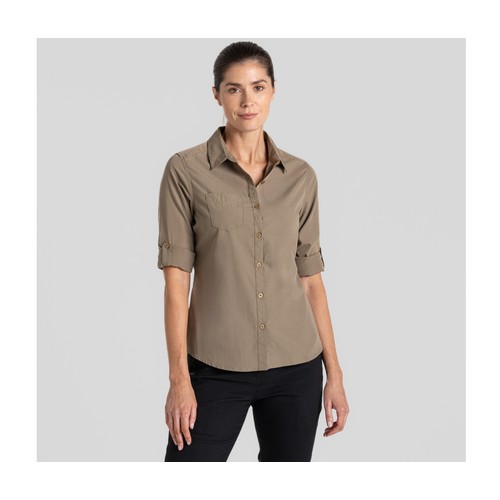 Chemise manches longues en polyester recyclé femme