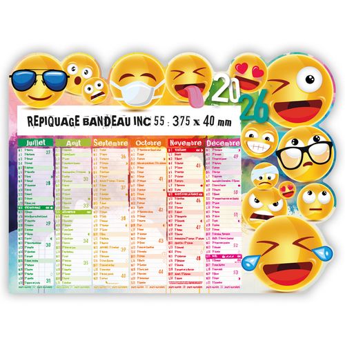 EMOTICONS | Calendrier bancaire découpé 2026 - 2