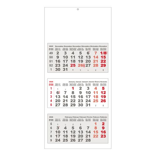 INT 3 LUXE 3M| Calendrier feuillet triptyque 2026 - 2