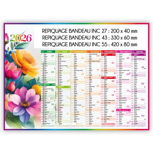 AQUARELLE | Calendrier bancaire thématique 2026 - 2