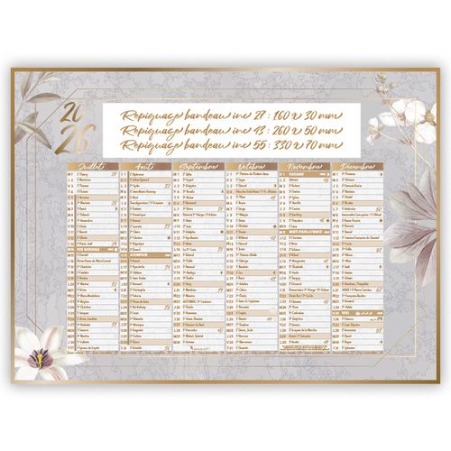 BAROQUE | Calendrier bancaire thématique 2026 - 2