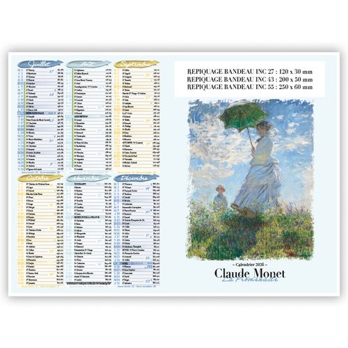CLAUDE MONET | Calendrier bancaire thématique 2026 - 2