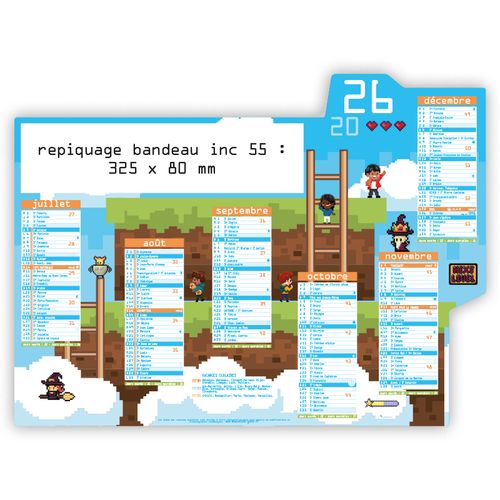 PIXEL ART | Calendrier bancaire découpé 2025 - 2